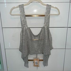 Crystal Metallic Chain Crop Top - Gabi Fresh X FTF